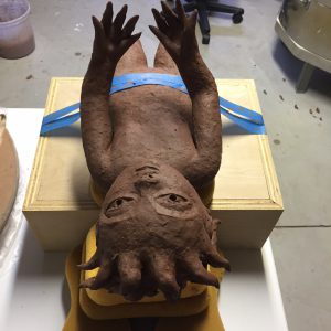 Edie waiting to get her lower legs and feet